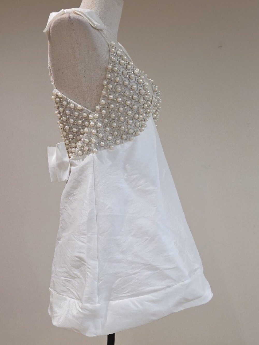 For Love & Lemons White Pearl-Embellished Mini Dress - Picture 5 of 15
